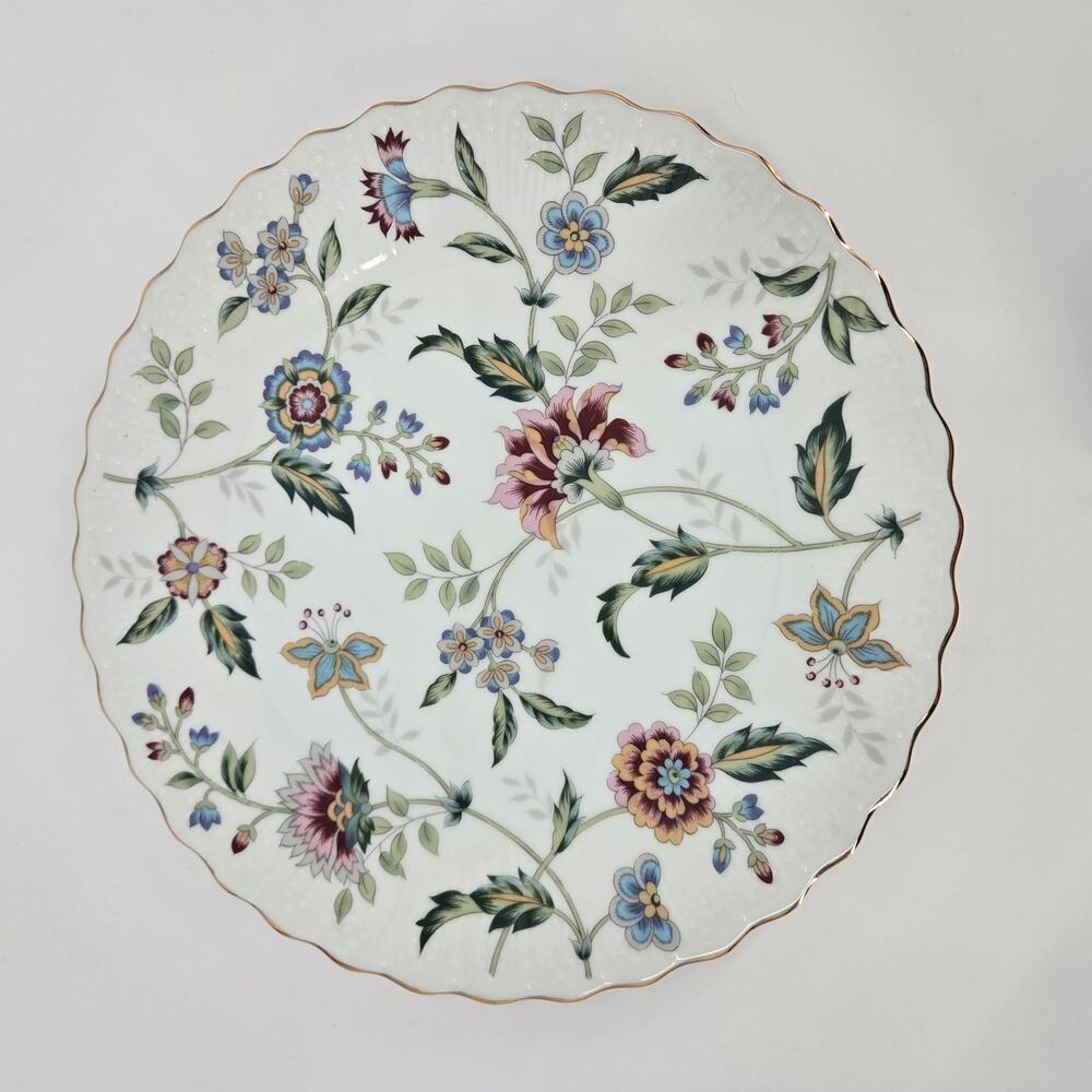Vintage Andrea by Sadek porcelain cake plate floral gold scalloped edge Japan